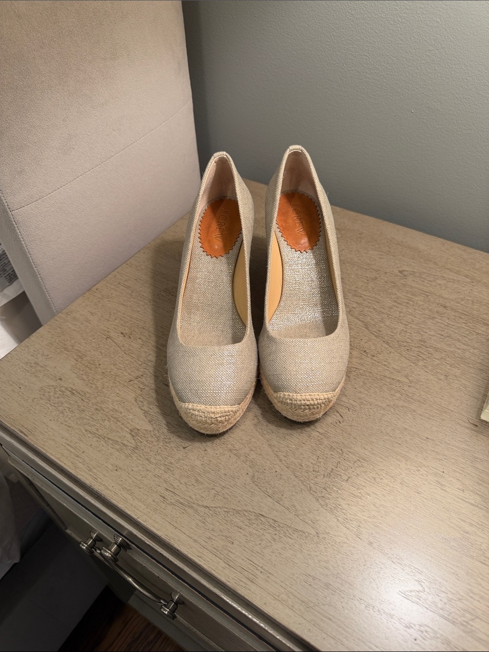 J. Crew Natural Beige Espadrille Wedge Pumps
